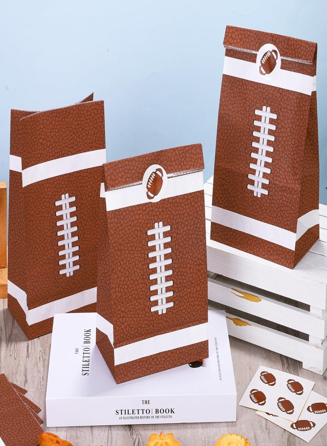 MIMIND 24 Pack Football Party Gift Bags 9.4 x 5.1 x 3.1 Inch Football Goodie Bags with Stickers Paper Treat Bag for Sports Bowl Theme Party Favors - Image 4